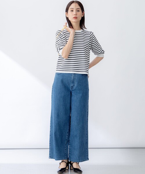 組曲 L(クミキョク オオキイサイズ)の「フラワーメタル ニットTシャツ(ニット/セーター・レディース・ブラック系/アイボリー系/アイボリー系1/ライトグリーン系/ブルー系/オールドローズ系・6/5/7)」の21枚目の写真