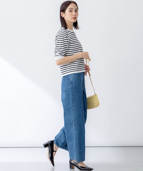 組曲 L(クミキョク オオキイサイズ)の「フラワーメタル ニットTシャツ(ニット/セーター・レディース・ブラック系/アイボリー系/アイボリー系1/ライトグリーン系/ブルー系/オールドローズ系・6/5/7)」の22枚目の写真
