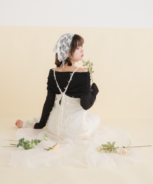 rectangle（レクタングル）の「フリンジジャガードキャミワンピ【大きいサイズ有】（ワンピース・レディース・ホワイト/ブラック・M～Ｌ/LL～3L）」の7枚目の写真