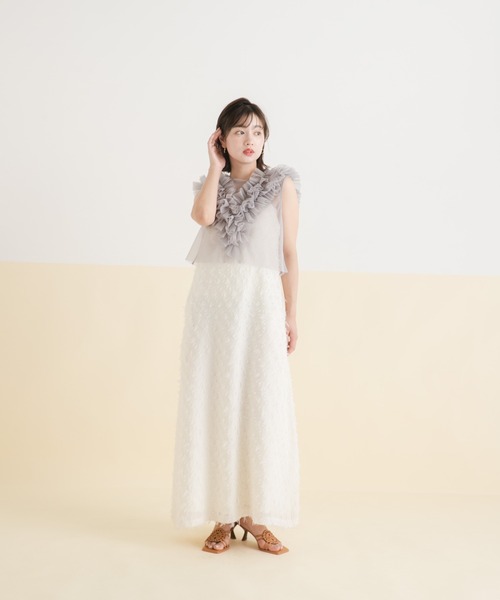 rectangle（レクタングル）の「フリンジジャガードキャミワンピ【大きいサイズ有】（ワンピース・レディース・ホワイト/ブラック・M～Ｌ/LL～3L）」の9枚目の写真