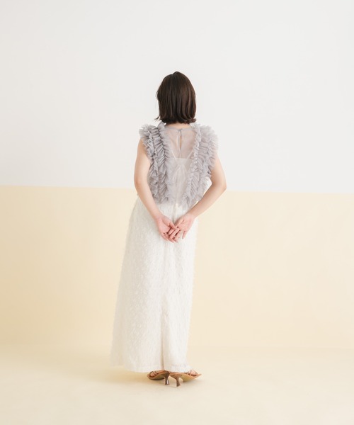 rectangle（レクタングル）の「フリンジジャガードキャミワンピ【大きいサイズ有】（ワンピース・レディース・ホワイト/ブラック・M～Ｌ/LL～3L）」の10枚目の写真