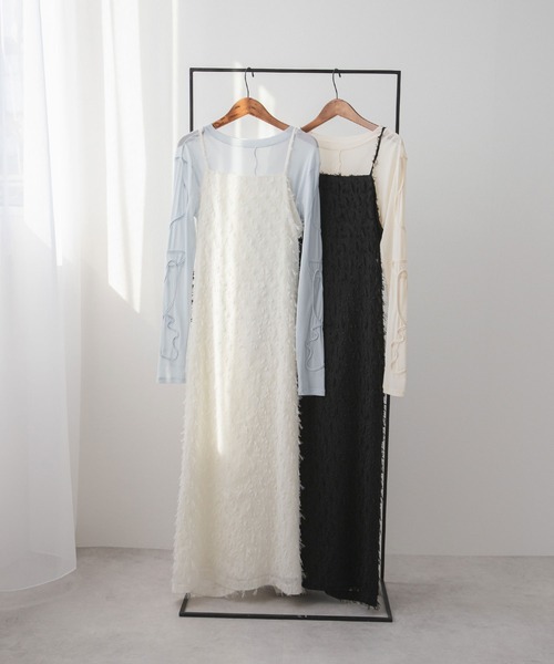 rectangle（レクタングル）の「フリンジジャガードキャミワンピ【大きいサイズ有】（ワンピース・レディース・ホワイト/ブラック・M～Ｌ/LL～3L）」の20枚目の写真