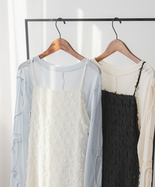 rectangle（レクタングル）の「フリンジジャガードキャミワンピ【大きいサイズ有】（ワンピース・レディース・ホワイト/ブラック・M～Ｌ/LL～3L）」の21枚目の写真