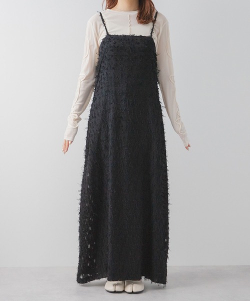 rectangle（レクタングル）の「フリンジジャガードキャミワンピ【大きいサイズ有】（ワンピース・レディース・ホワイト/ブラック・M～Ｌ/LL～3L）」の22枚目の写真