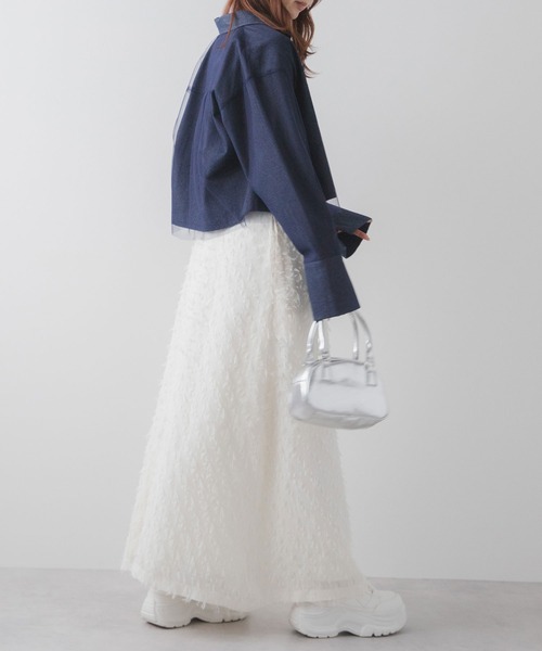 rectangle（レクタングル）の「フリンジジャガードキャミワンピ【大きいサイズ有】（ワンピース・レディース・ホワイト/ブラック・M～Ｌ/LL～3L）」の13枚目の写真