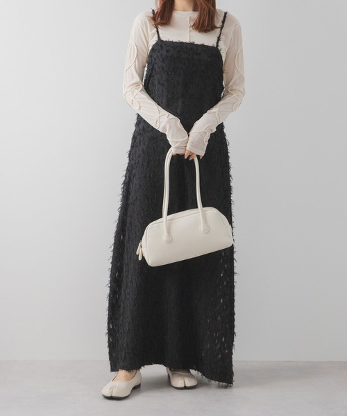 rectangle（レクタングル）の「フリンジジャガードキャミワンピ【大きいサイズ有】（ワンピース・レディース・ホワイト/ブラック・M～Ｌ/LL～3L）」の15枚目の写真