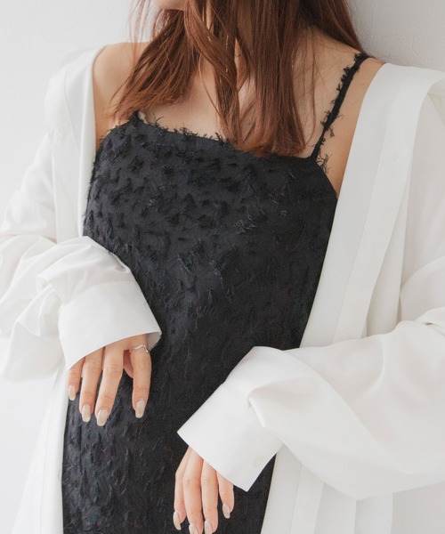 rectangle（レクタングル）の「フリンジジャガードキャミワンピ【大きいサイズ有】（ワンピース・レディース・ホワイト/ブラック・M～Ｌ/LL～3L）」の19枚目の写真