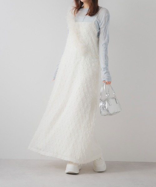 rectangle（レクタングル）の「フリンジジャガードキャミワンピ【大きいサイズ有】（ワンピース・レディース・ホワイト/ブラック・M～Ｌ/LL～3L）」の11枚目の写真