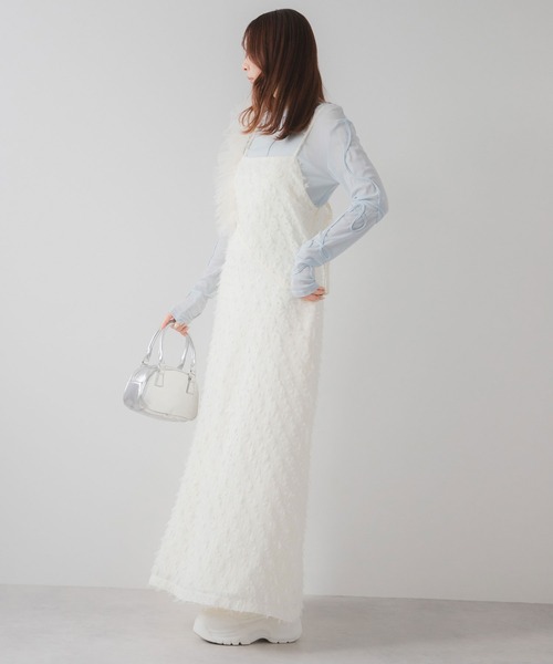 rectangle（レクタングル）の「フリンジジャガードキャミワンピ【大きいサイズ有】（ワンピース・レディース・ホワイト/ブラック・M～Ｌ/LL～3L）」の12枚目の写真