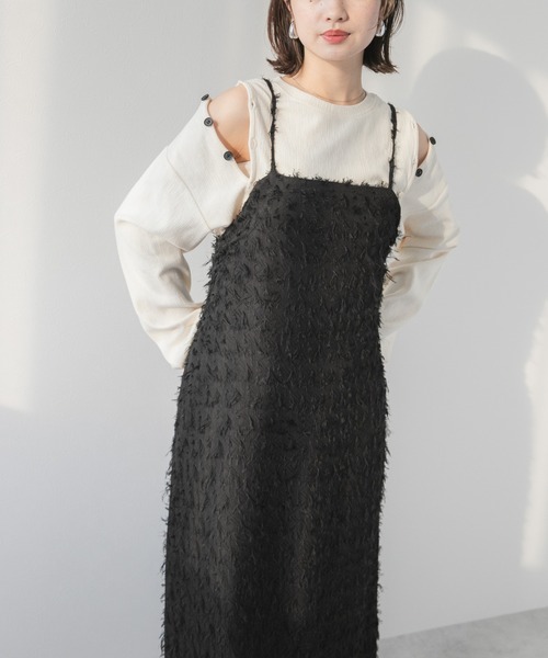 rectangle（レクタングル）の「フリンジジャガードキャミワンピ【大きいサイズ有】（ワンピース・レディース・ホワイト/ブラック・M～Ｌ/LL～3L）」の16枚目の写真