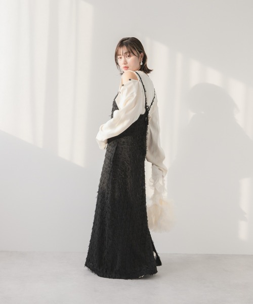 rectangle（レクタングル）の「フリンジジャガードキャミワンピ【大きいサイズ有】（ワンピース・レディース・ホワイト/ブラック・M～Ｌ/LL～3L）」の14枚目の写真