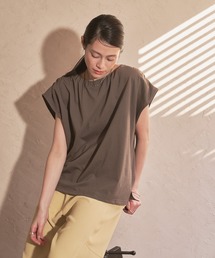 ギャザーネック後ろリボンTシャツ-手洗い可-