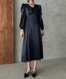 aity（アイティ）の「サテンVネックタックフレアドレス 結婚式 二次会 成人式 同窓会 パーティードレス オケージョンドレス お呼ばれワンピース（ドレス）」