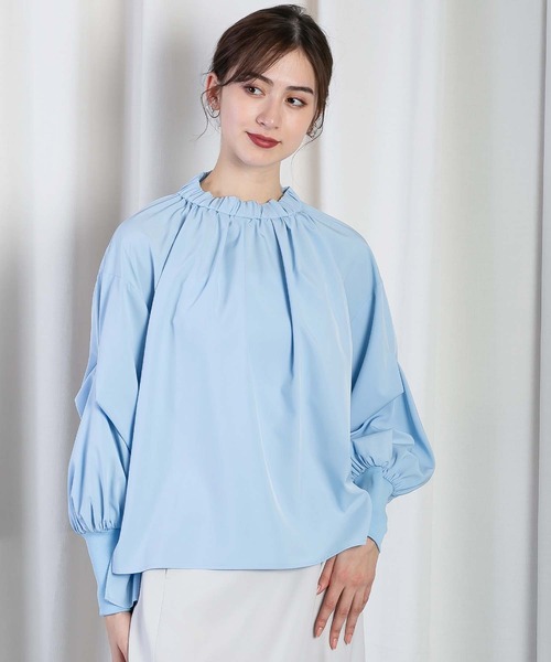 RAW FUDGE（ローファッジ）の「タックパフスリーブブラウス（シャツ/ブラウス・レディース・ブラック/サックスブルー/オフホワイト・M）」の3枚目の写真