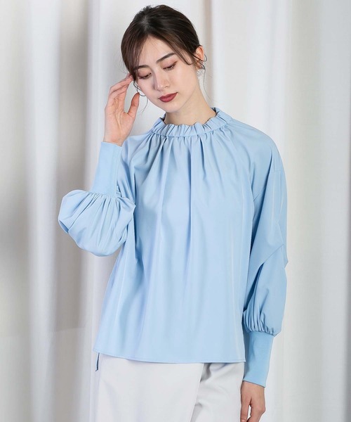 RAW FUDGE（ローファッジ）の「タックパフスリーブブラウス（シャツ/ブラウス・レディース・ブラック/サックスブルー/オフホワイト・M）」の12枚目の写真