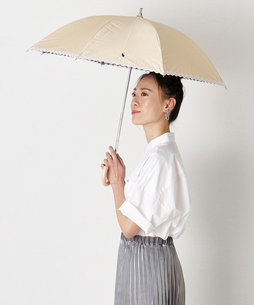 遮光100 晴雨兼用 日傘 軽量 '裾エンブ POLO' ポロ（長傘