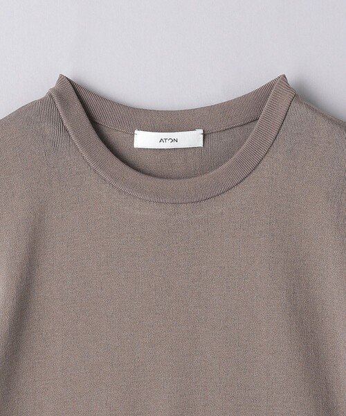 ATON（エイトン）の「＜ATON＞ FIT クルーネック プルオーバー（Tシャツ/カットソー・レディース・ピンク/モカ・02(38)）」の7枚目の写真