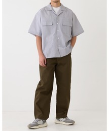 THOUSAND MILE(�T�E�U���h�}�C��)�́yTHOUSAND MILE�zSHORT SLEEVE SHIRT STRIPE/�V���[�g�X���[�u�V���c�@�X�g���C�v(�V���c/�u���E�X)