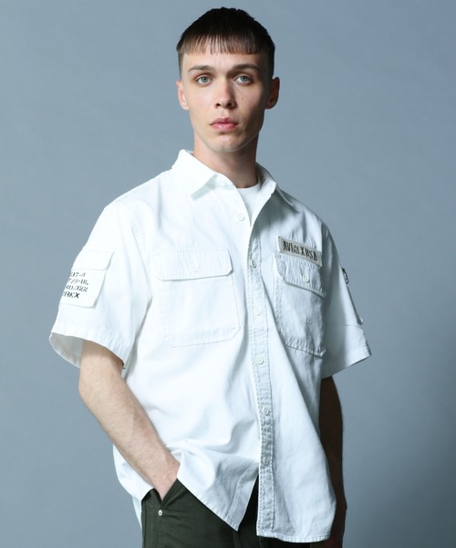 AVIREX（アヴィレックス）の「BASIC FATIGUE SHORT SLEEVE SHIRT / ベーシック ファティーグ 半袖シャツ / AVIREX / アヴィレックス（シャツ/ブラウス・メンズ・ブラック/ホワイト系その他/オリーブ/カーキ/グレー系カモフラージュ/ホワイト/ネイビー・LARGE/XX-LARGE/MEDIUM/X-LARGE）」の2枚目の写真