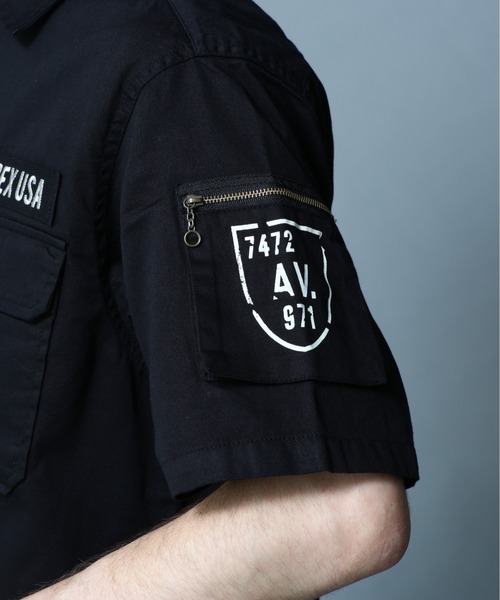 AVIREX（アヴィレックス）の「BASIC FATIGUE SHORT SLEEVE SHIRT / ベーシック ファティーグ 半袖シャツ / AVIREX / アヴィレックス（シャツ/ブラウス・メンズ・ブラック/ホワイト系その他/オリーブ/カーキ/グレー系カモフラージュ/ホワイト/ネイビー・LARGE/XX-LARGE/MEDIUM/X-LARGE）」の18枚目の写真
