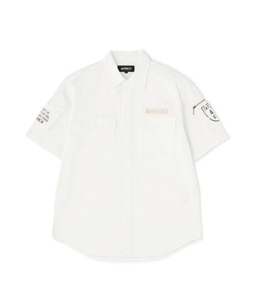 AVIREX（アヴィレックス）の「BASIC FATIGUE SHORT SLEEVE SHIRT / ベーシック ファティーグ 半袖シャツ / AVIREX / アヴィレックス（シャツ/ブラウス・メンズ・ブラック/ホワイト系その他/オリーブ/カーキ/グレー系カモフラージュ/ホワイト/ネイビー・LARGE/XX-LARGE/MEDIUM/X-LARGE）」の10枚目の写真
