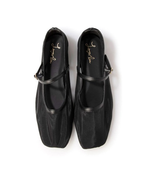 Launa lea(ラウナレア)の「チュールメリージェーンフラットパンプス(0597,0597A)(パンプス・レディース・ブラック/ホワイト/ベージュ・22.0cm/22.5cm/23.0cm/23.5cm/24.0cm/24.5cm/25.0cm)」の1枚目の写真