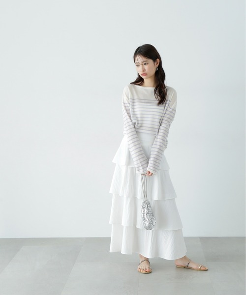 N.(N. Natural Beauty Basic)(エヌエヌナチュラルビューティーベーシック)の「ミルフィーユスカート(スカート・レディース・オフホワイト/ブラック・MEDIUM/SMALL)」の8枚目の写真