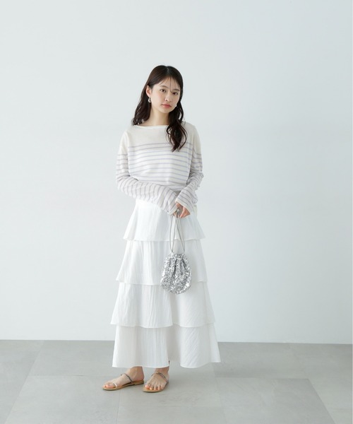 N.(N. Natural Beauty Basic)(エヌエヌナチュラルビューティーベーシック)の「ミルフィーユスカート(スカート・レディース・オフホワイト/ブラック・MEDIUM/SMALL)」の9枚目の写真