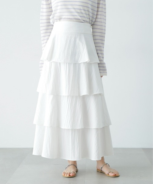 N.(N. Natural Beauty Basic)(エヌエヌナチュラルビューティーベーシック)の「ミルフィーユスカート(スカート・レディース・オフホワイト/ブラック・MEDIUM/SMALL)」の10枚目の写真