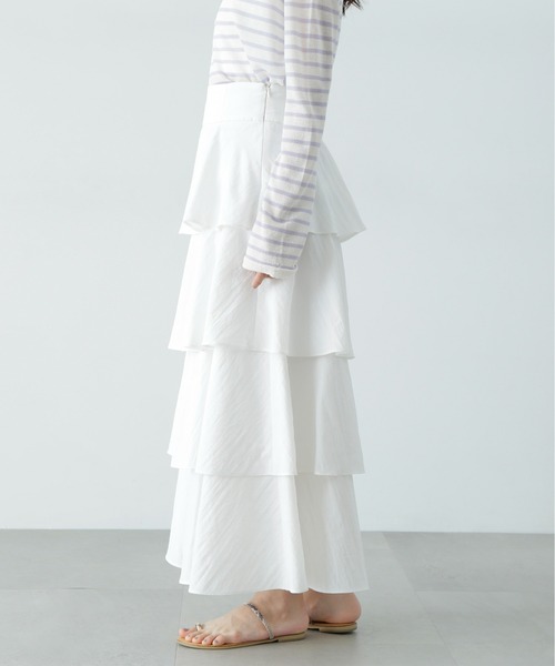 N.(N. Natural Beauty Basic)(エヌエヌナチュラルビューティーベーシック)の「ミルフィーユスカート(スカート・レディース・オフホワイト/ブラック・MEDIUM/SMALL)」の11枚目の写真