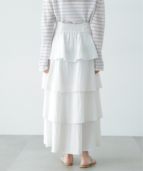 N.(N. Natural Beauty Basic)(エヌエヌナチュラルビューティーベーシック)の「ミルフィーユスカート(スカート・レディース・オフホワイト/ブラック・MEDIUM/SMALL)」の12枚目の写真
