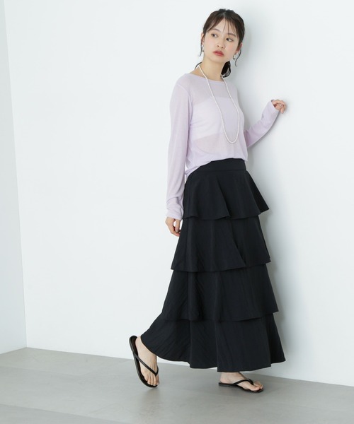 N.(N. Natural Beauty Basic)(エヌエヌナチュラルビューティーベーシック)の「ミルフィーユスカート(スカート・レディース・オフホワイト/ブラック・MEDIUM/SMALL)」の20枚目の写真