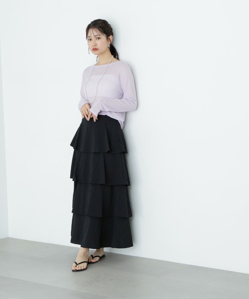 N.(N. Natural Beauty Basic)(エヌエヌナチュラルビューティーベーシック)の「ミルフィーユスカート(スカート・レディース・オフホワイト/ブラック・MEDIUM/SMALL)」の21枚目の写真