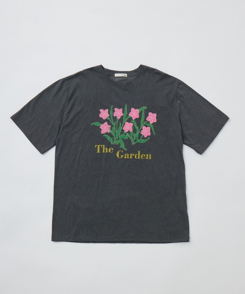idem（イデム）の「flower print t-shirt／フラワープリントTシャツ（Tシャツ/カットソー・レディース・チャコールグレー/ホワイト・FREE）」の9枚目の写真