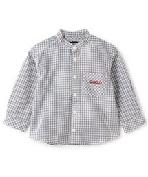 電車バンドカラー長袖シャツ