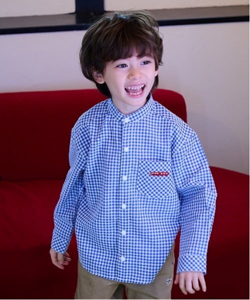 kladskap（クレードスコープ）の「電車バンドカラー長袖シャツ（シャツ/ブラウス・キッズ・グレー/ブルー・120cm/100cm/110cm/90cm/130cm）」の2枚目の写真