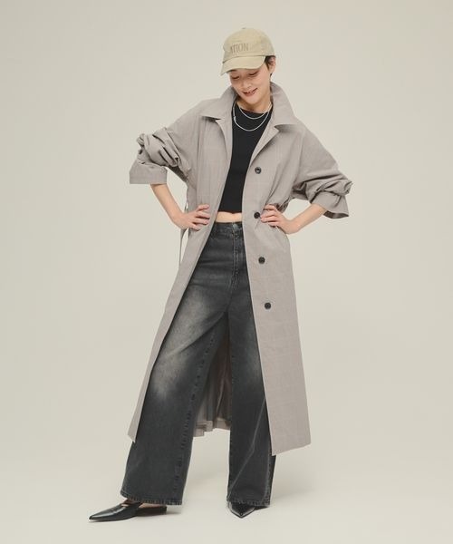 eL（エル）の「【eL】Spring Long Coat/290072（トレンチコート・レディース・チェック/ベージュ・FREE）」の12枚目の写真