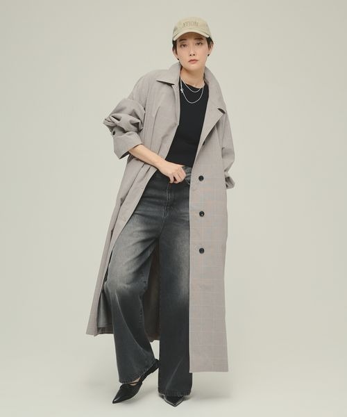 eL（エル）の「【eL】Spring Long Coat/290072（トレンチコート・レディース・チェック/ベージュ・FREE）」の16枚目の写真