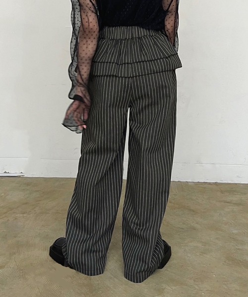 Jewelobe（ジュエローブ）の「ダブルペプラムストライプワイドスラックス（スラックス・レディース・グレー/ブラック・FREE）」の15枚目の写真