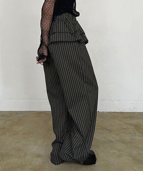 Jewelobe（ジュエローブ）の「ダブルペプラムストライプワイドスラックス（スラックス・レディース・グレー/ブラック・FREE）」の16枚目の写真