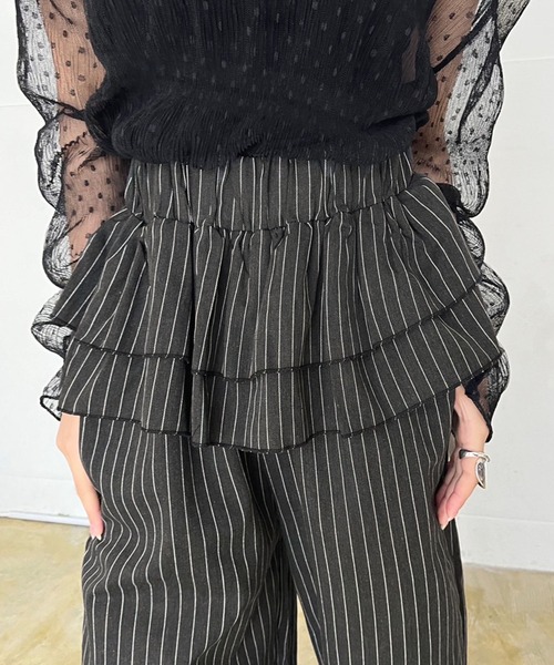 Jewelobe（ジュエローブ）の「ダブルペプラムストライプワイドスラックス（スラックス・レディース・グレー/ブラック・FREE）」の17枚目の写真