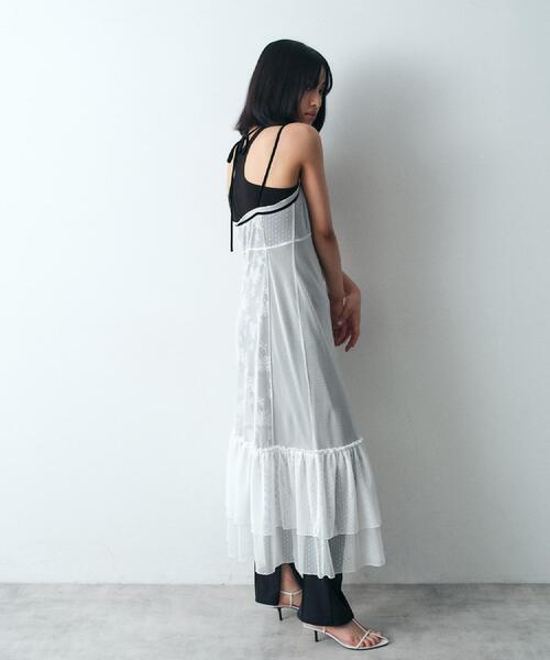 CODE A（コードエー）の「tulle lace cami dress（ワンピース・レディース・ホワイト/ブラック・00）」の5枚目の写真
