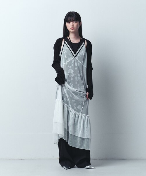 CODE A（コードエー）の「tulle lace cami dress（ワンピース・レディース・ホワイト/ブラック・00）」の6枚目の写真