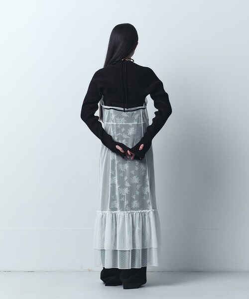 CODE A（コードエー）の「tulle lace cami dress（ワンピース・レディース・ホワイト/ブラック・00）」の7枚目の写真