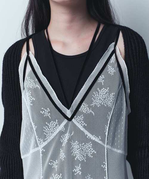 CODE A（コードエー）の「tulle lace cami dress（ワンピース・レディース・ホワイト/ブラック・00）」の8枚目の写真