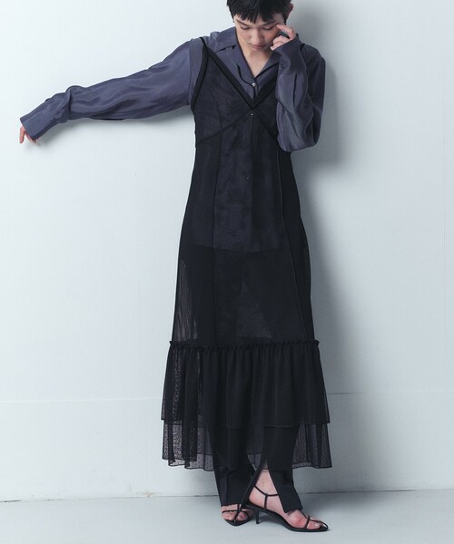 CODE A（コードエー）の「tulle lace cami dress（ワンピース・レディース・ホワイト/ブラック・00）」の10枚目の写真