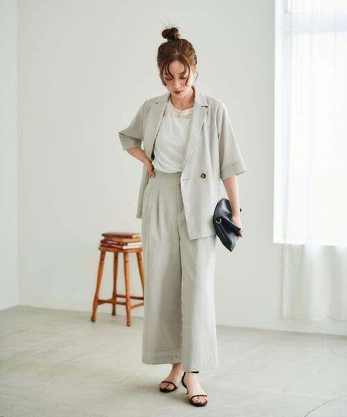 le.coeur blanc(ルクールブラン)の「《手洗い可能》タンブラーブッチャータックワイドパンツ(その他パンツ・レディース・ネイビー/チャコールグレー/ライトグレー・36/38)」の18枚目の写真