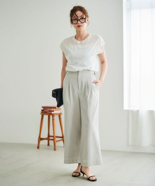 le.coeur blanc(ルクールブラン)の「《手洗い可能》タンブラーブッチャータックワイドパンツ(その他パンツ・レディース・ネイビー/チャコールグレー/ライトグレー・36/38)」の6枚目の写真