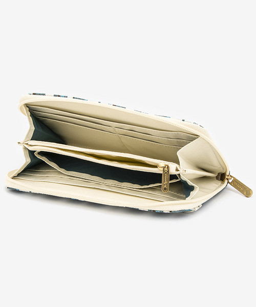 Le Sportsac ティールグリーン ストライプ 長財布 TECH WALLET WRISTLET ティールグリーンストライプ（財布