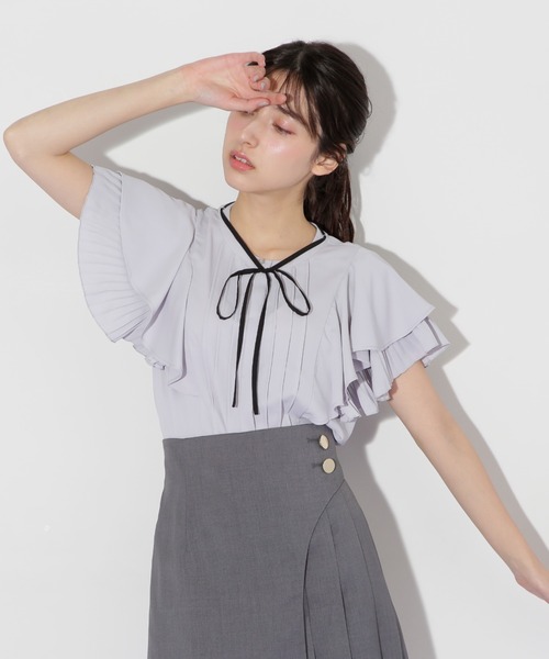 JILL by JILL STUART（ジルバイジルスチュアート）の「◇フロントタックフレアスリーブブラウス（シャツ/ブラウス・レディース・ブルー/ホワイト/ピンク・FREE）」の7枚目の写真
